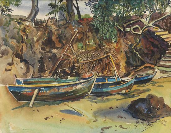 LOÏS MAILOU JONES (1905 - 1998) Barques à Cyvadier.